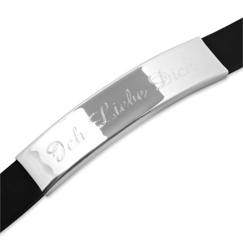 Rubber Bracelet With Stainless Steel Engraving Plate 21cm