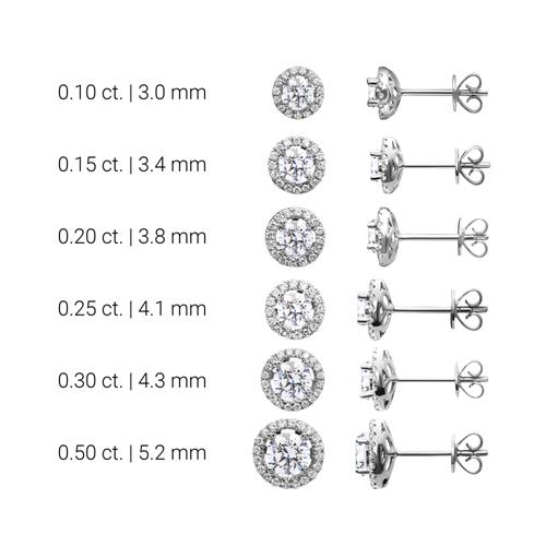 Stud Earrings In 14K White Gold With Diamond, Lab Grown