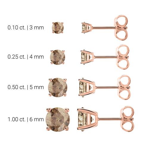 14 Carat Rose Gold Ladies Stud Earrings With Smoky Quartz