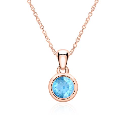 14 Karat Roségold Kette mit Blautopas