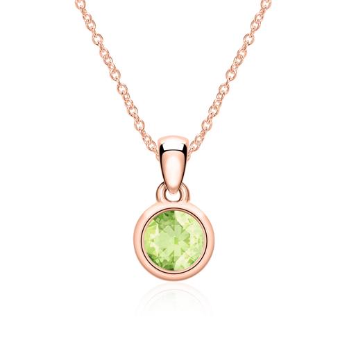 Kette und Anhänger aus 585er Roségold mit Peridot