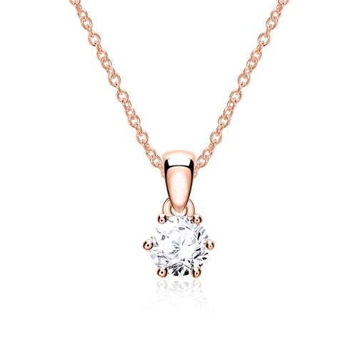 Diamanten Halsketting Voor Dames In 14 Karaat Roségoud