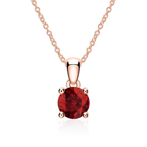 Kette und Anhänger aus 14 Karat Roségold mit Granat