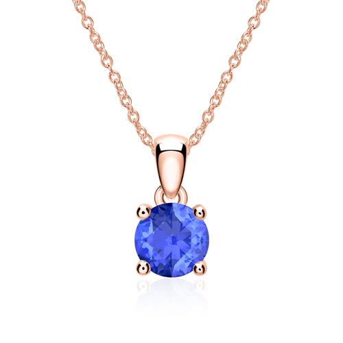 14K Rose Gold Necklace With Sapphire Pendant