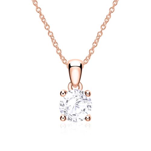 Necklace And Pendant In 14K Rose Gold With White Topaz