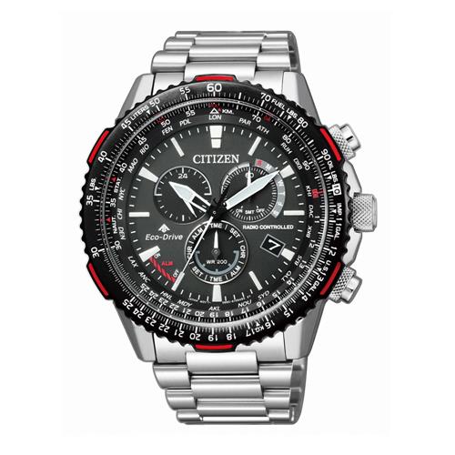 Mens Stainless Steel Radio Controlled Watch With Stopwatch