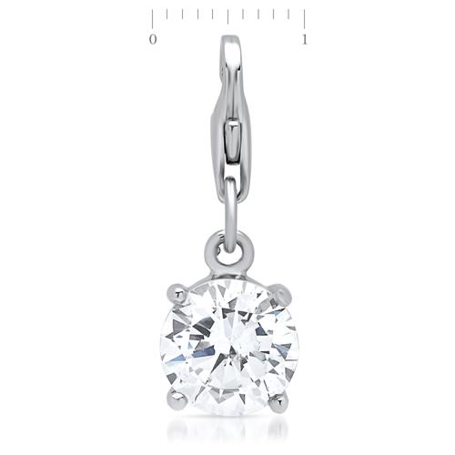 Stainless Steel Charm Pendant With Sparkling Zirconia
