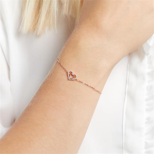 🦚 750er Roségold-Armband Herz 2...