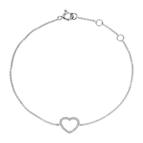 Ladies bracelet heart in 14ct white gold with diamonds