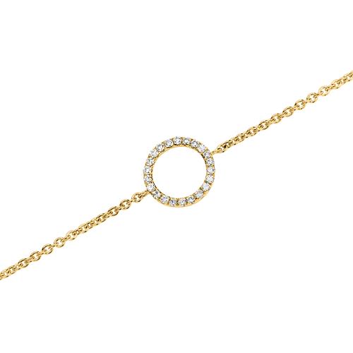 Bracelet circle for ladies in 14ct gold with diamonds