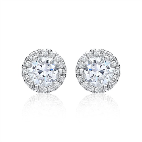 Round Diamond Earrings 18ct White Gold 0,88ct