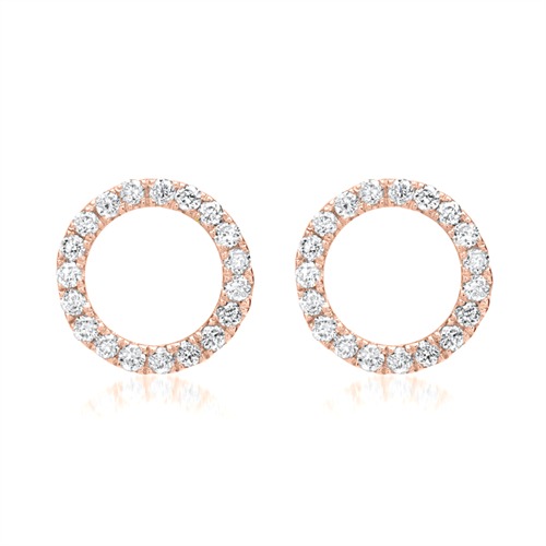18ct Rose Gold Earrings 38 Diamonds 0,12ct