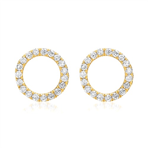 750er Gelbgold-Ohrringe Kreis 38 Diamanten