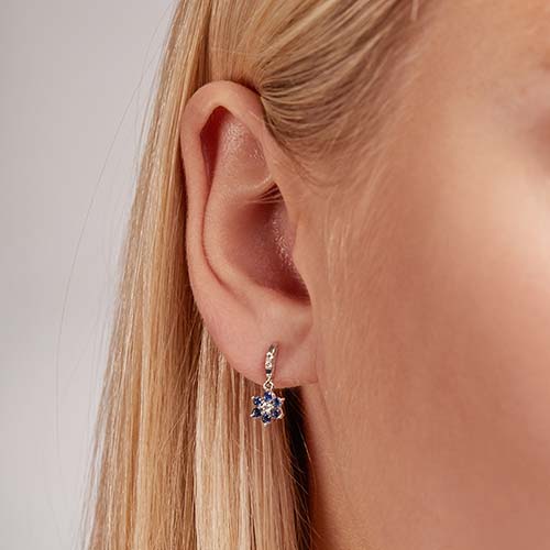 White Gold Earrings Sapphires 0,42ct Diamonds