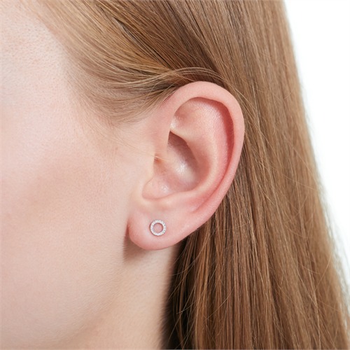 Ear Studs Circles In 14ct White Gold With Diamonds
