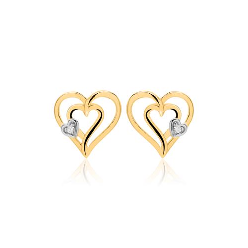 Artikel klicken und genauer betrachten! - Herzohrstecker aus 585er Gold mit Diamanten | im Online Shop kaufen