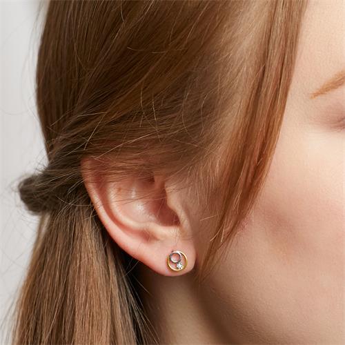 14ct Gold Circular Stud Earrings With Diamonds