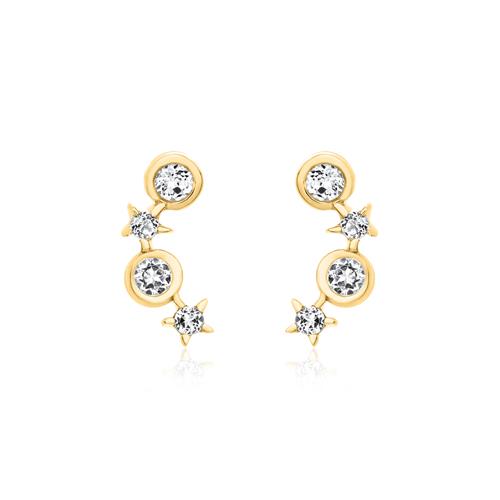 585 gold stud earrings with white topazes
