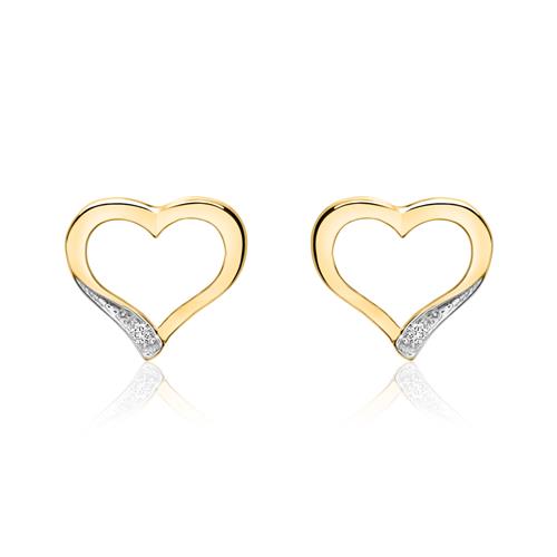 Herz Ohrstecker für Damen aus 14K Gold mit Brillanten