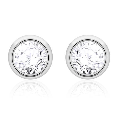 Ladies' Diamond Stud Earrings In 585 White Gold
