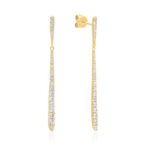 Hanging Diamond Stud Earrings In 750 Gold