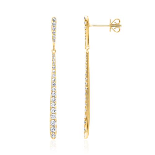 Hanging Diamond Stud Earrings In 750 Gold