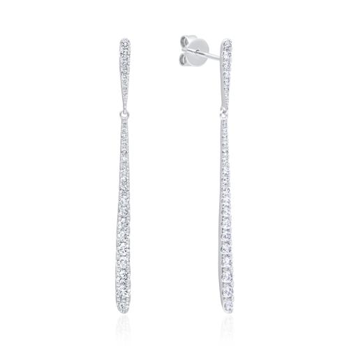 Hanging Diamond Stud Earrings In 750 White Gold