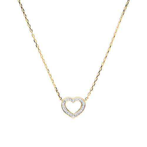 14ct Gold Anchor Chain Heart Diamonds