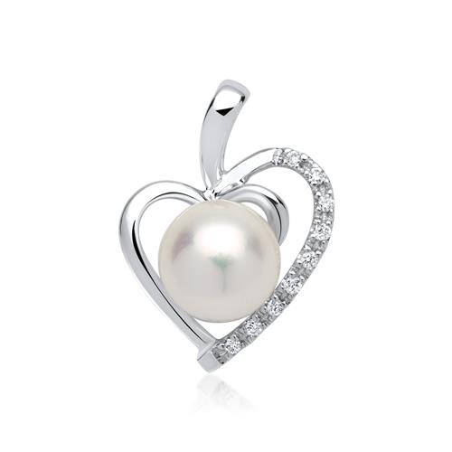 Necklace Heart 14ct White Gold 9 Diamonds
