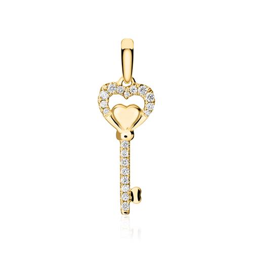 Anhänger Schlüssel aus 750er Gold mit Diamanten