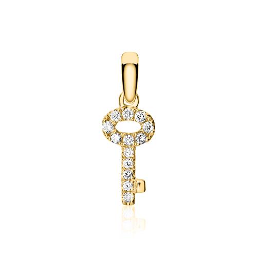 18ct gold pendant key with diamonds