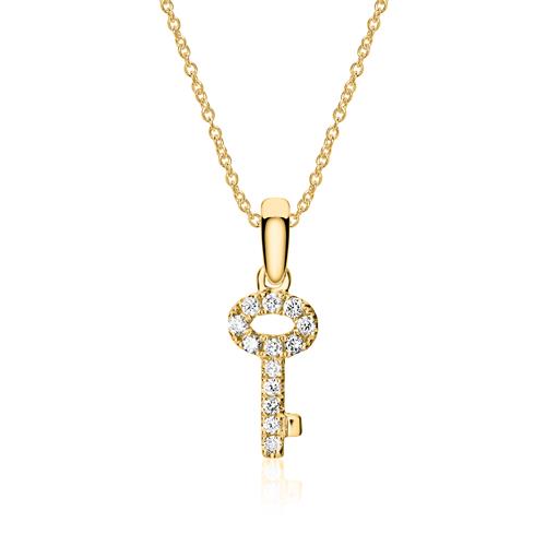 18ct gold chain key with diamonds