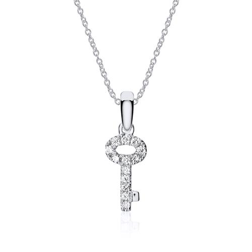 Pendant key in 18ct white gold with diamonds
