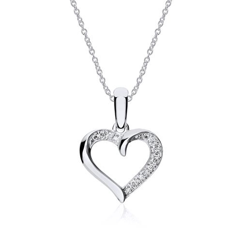 18ct white gold chain heart with diamonds