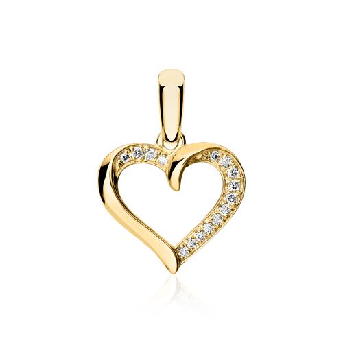 Pendant heart of 18ct gold with diamonds