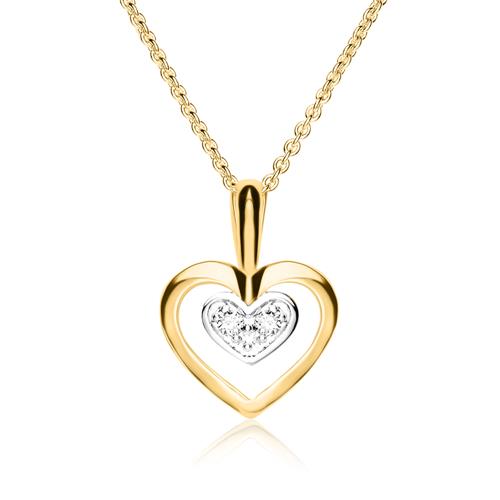 Ladies Heart Pendant In 14K Gold With Diamonds