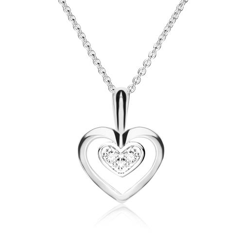 Necklace Heart For Ladies 14K White Gold With Diamonds