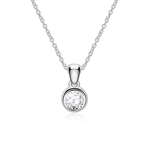 585 White Gold Necklace With One Diamond