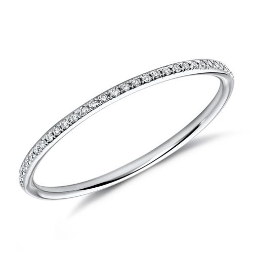 Narrow Diamond Ring 18ct White Gold Diamonds