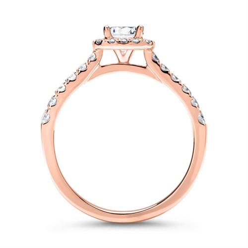 750er Roségold Halo Ring mit Brillanten
