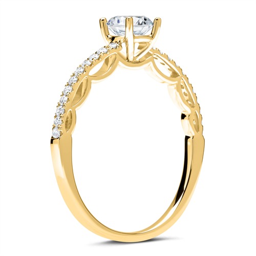 585er Gold Ring mit Diamantbesatz