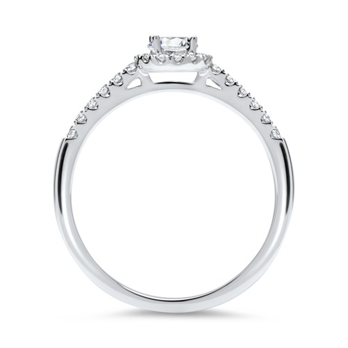 585er Weißgold Halo Ring mit Diamanten