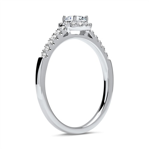 14 Karaat Witgouden Halo Ring Met Diamanten