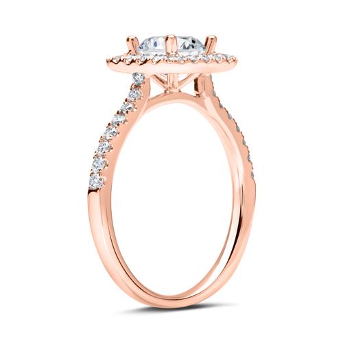 18ct Rose Gold Halo Ring With Diamonds
