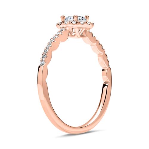 750er Roségold Halo Ring mit Diamanten