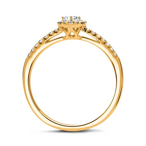585er Gold Halo-Ring mit Diamanten