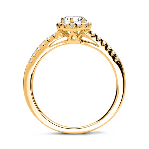 585er Gold Halo Ring mit Diamanten