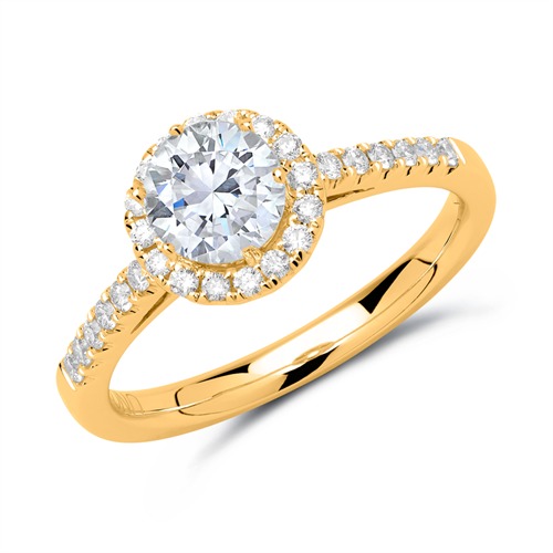 Halo Ring 14ct Gold With Diamonds