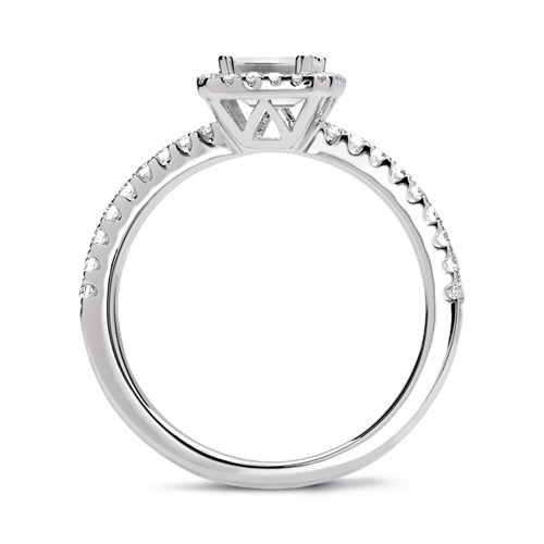 750er Weißgold Halo Ring mit Diamanten
