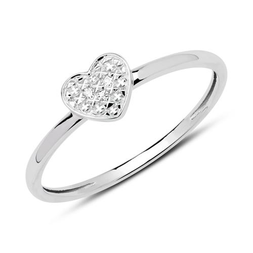 14ct White Gold Heart Ring With 3 Diamonds